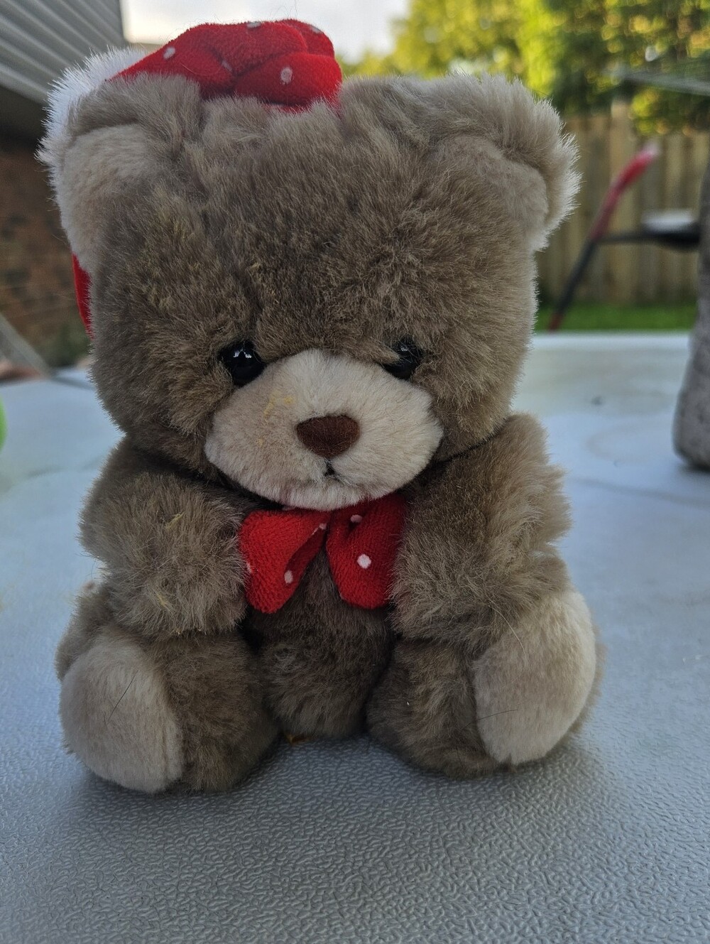 24K Polar Puff Todd Bear Plush Brown 6 Inch Red Hat 1989 Mighty Star Stuffed